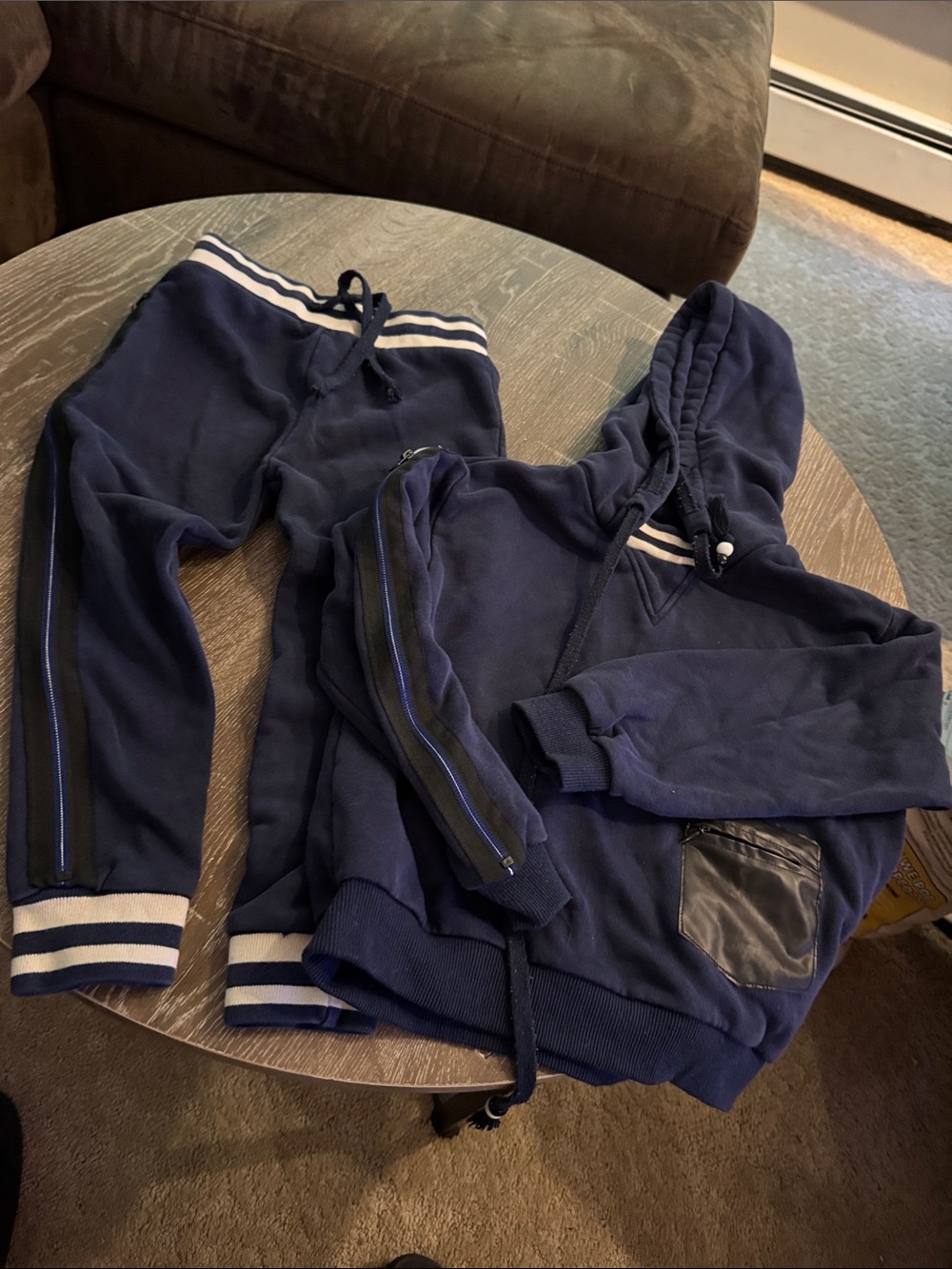 Kids Navy Hooded Sweatpants & Joggers Set